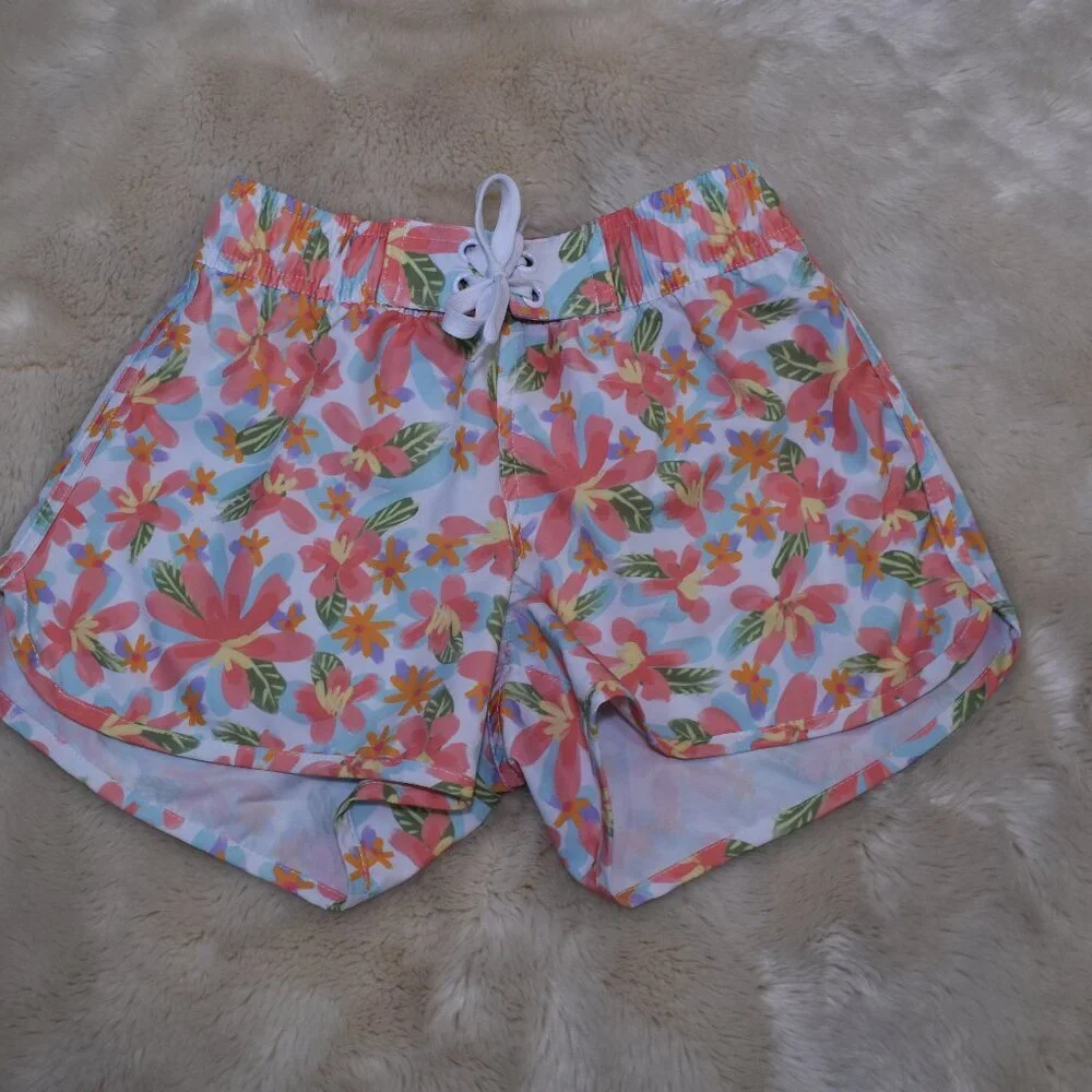 Snapper Rock Girls Swim Board Shorts and Bathing Suit Size 8 Tropical Floral